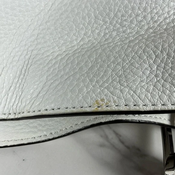 Michael Kors Raven White Silver Floral Flower Stud Shoulder Hand Bag Leather - Picture 13 of 15